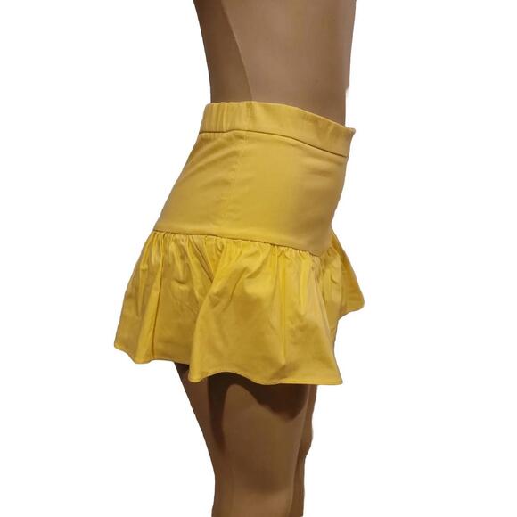 ZARA Yellow Drop Waist Ruffle Women's Short Mini Skort Skirt Size M #H - Picture 4 of 9